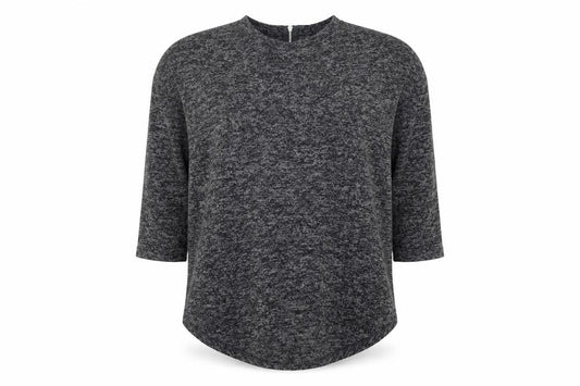 Front view of Primark women’s grey round neck polyester jumper, size XS, - uk, size UK 6-8