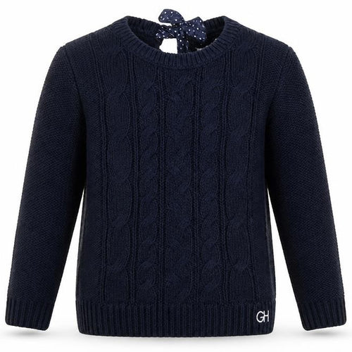 Gilly Hicks Girls Blue Round Neck Cotton Pullover Jumper Size S Tie