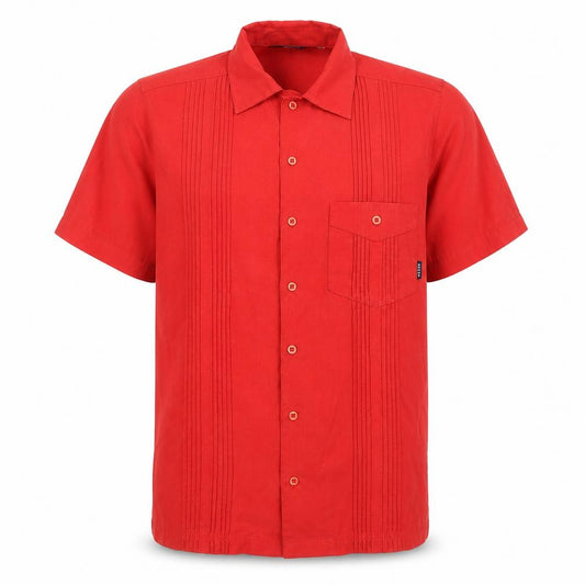 ROCKY Mens Red Cotton Button-Up Size M Collared Button