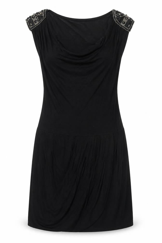 Front view of Next women’s black polyester a-line, size UK 12, cowl neck pullover