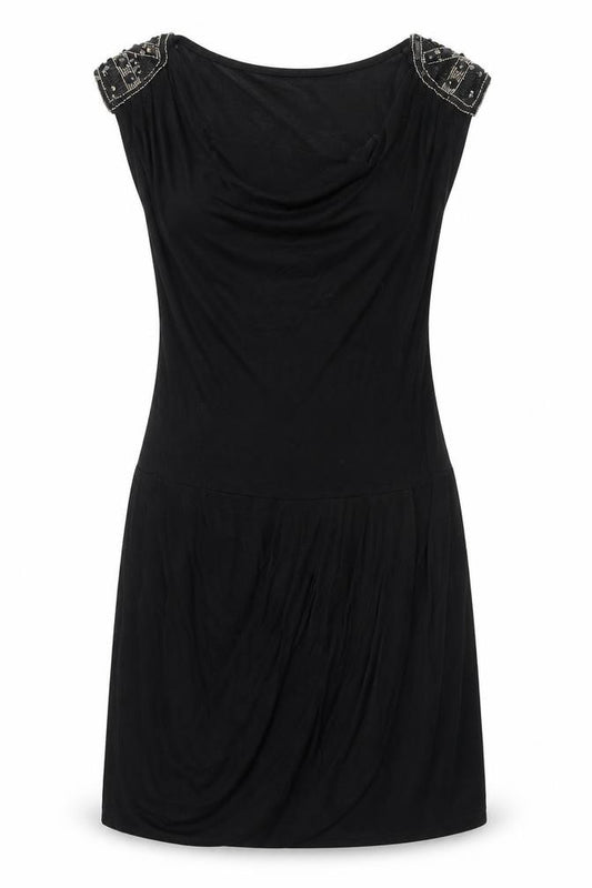 Front view of Next women’s black polyester a-line, size UK 12, cowl neck pullover