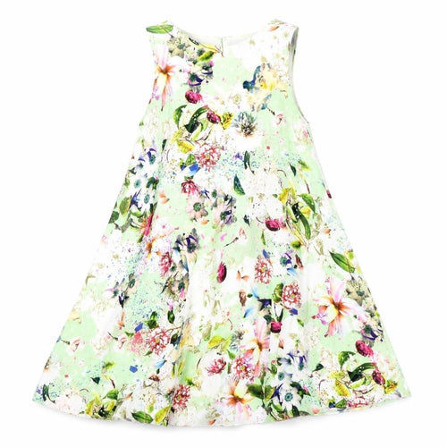 Love Womens Green Floral Polyester Fit & Flare Size S Boat Neck Button