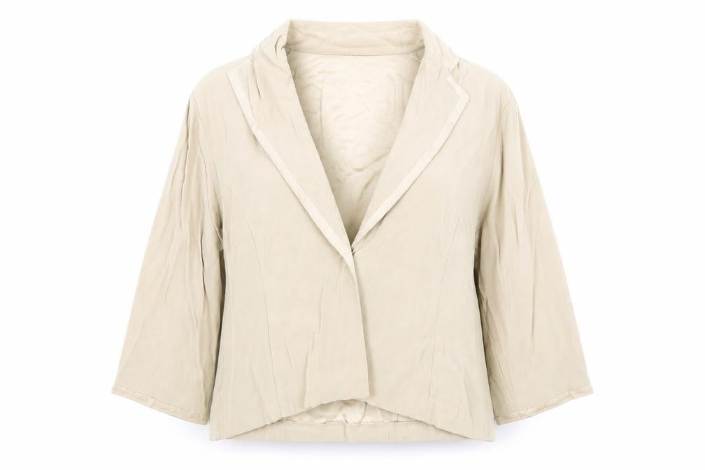 Front view of Berkertex women’s beige jacket blazer, size UK 16, button