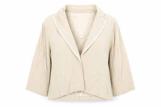 Front view of Berkertex women’s beige jacket blazer, size UK 16, button