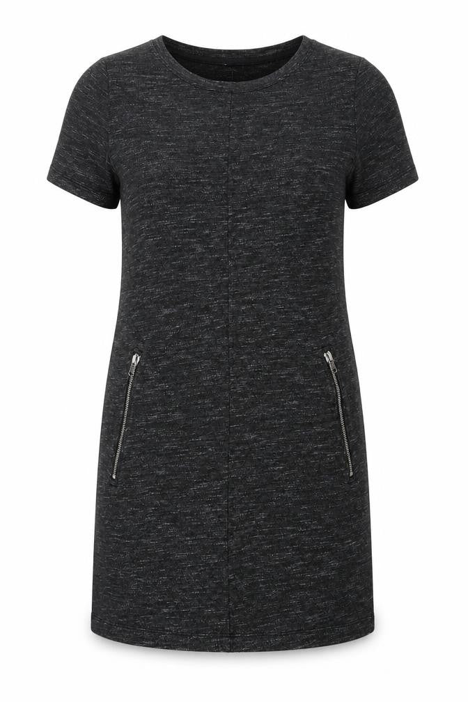 Front view of Gap women’s grey cotton jumper dress, size M, round neck pullover