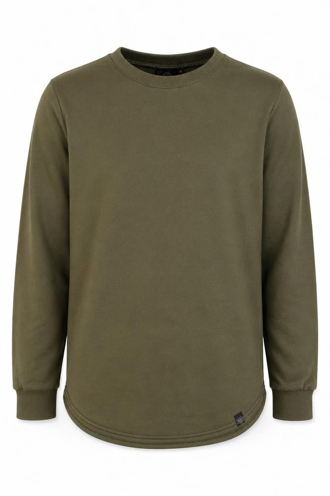Front view of Laking Clothing men’s green polyester pullover sweatshirt, size M