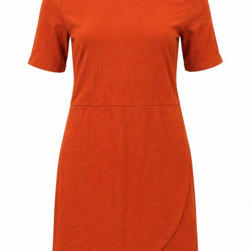 Topshop Womens Orange Viscose A-Line Size 10 Round Neck Zip