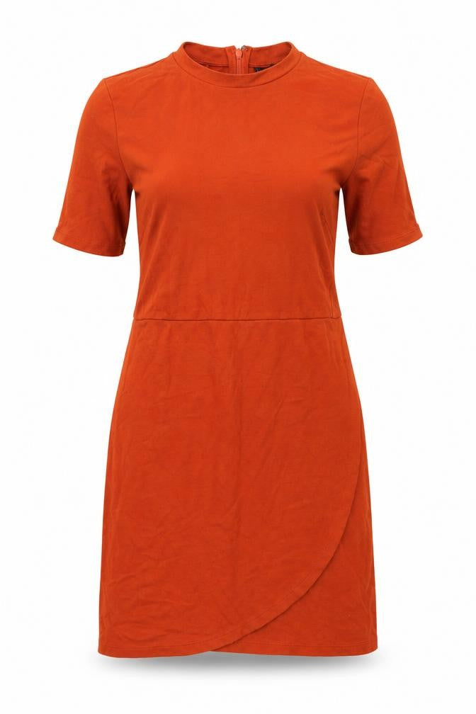 Topshop Womens Orange Viscose A-Line Size 10 Round Neck Zip