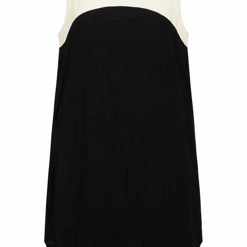 Miss Selfridge Womens Black Colourblock Viscose A-Line Size 14 Scoop Neck Button