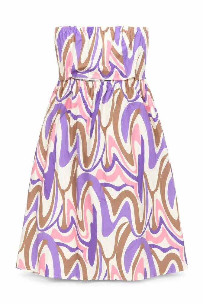 Front view of SHEIN women’s multicoloured geometric polyester fit & flare, size M, off the shoulder pullover