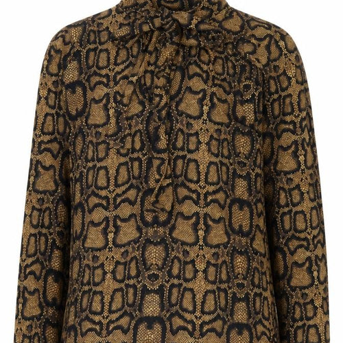Marks and Spencer Womens Multicoloured Animal Print Viscose Basic Blouse Size 10 Mock Neck - Snake Skin Print