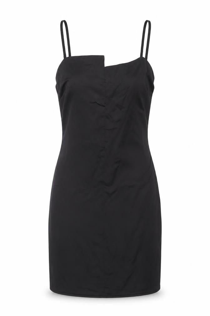 Front view of Missguided women’s black polyester bodycon, size UK 8, square neck zip