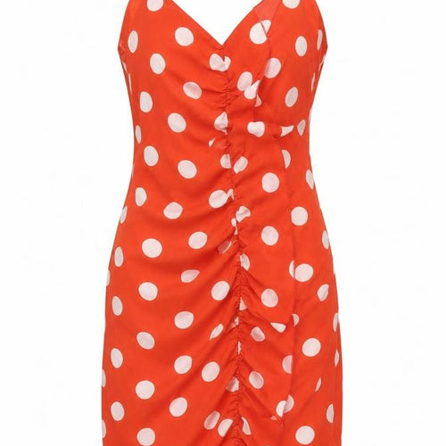Bachelorette Paris Womens Red Polka Dot Polyester Wrap Dress Size L V-Neck Zip