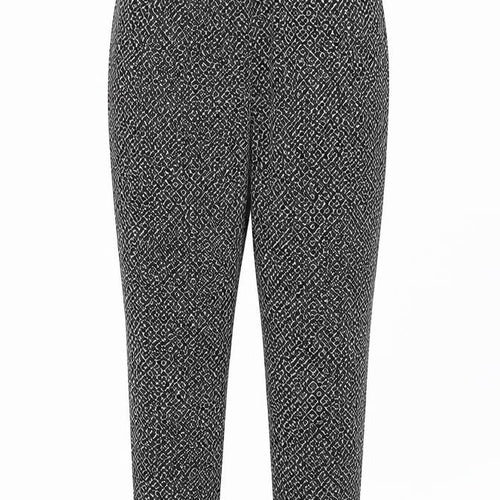 Oasis Womens Black Floral Cotton Trousers Size 8 L26 in Regular Button
