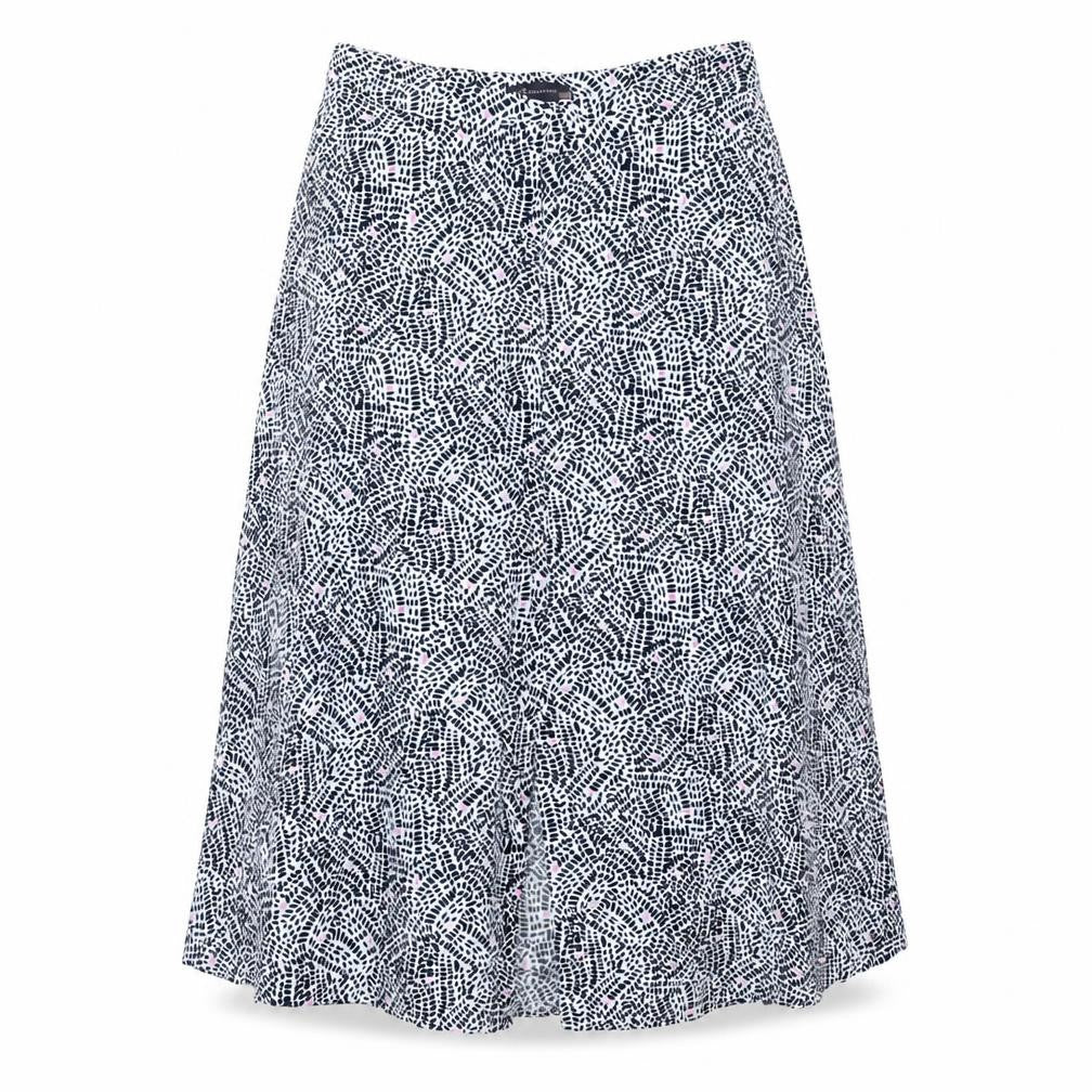 Marks and Spencer Womens White Geometric Viscose A-Line Skirt Size 12 Button