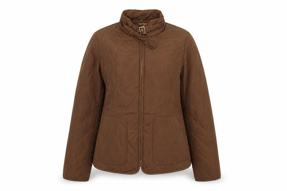 Front view of Cougar women’s brown jacket, size S, zip