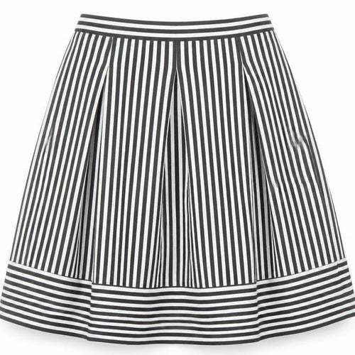 Faith And Joy Womens Black Striped Polyester A-Line Skirt Size M