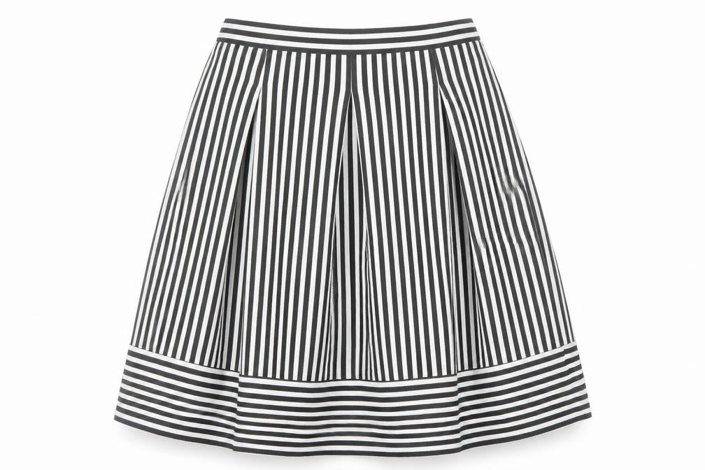 Faith And Joy Womens Black Striped Polyester A-Line Skirt Size M