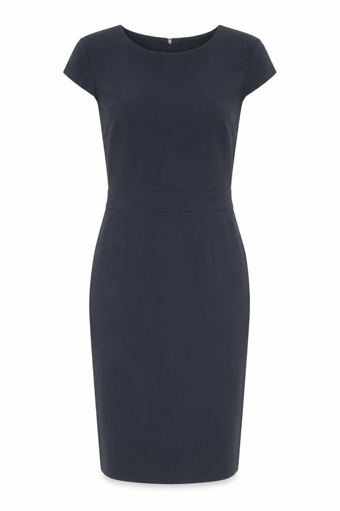 Papaya Womens Blue Polyester Pencil Dress Size 8 Boat Neck Zip