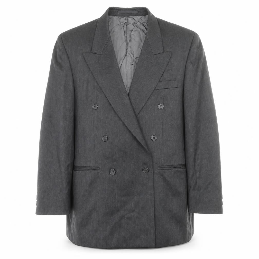 Front view of Burton men’s grey wool jacket suit jacket, size 38