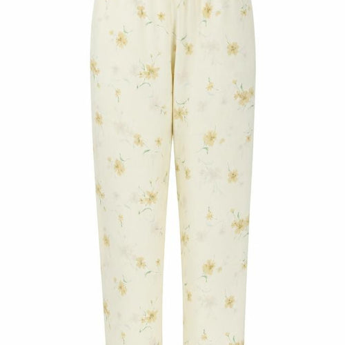Topshop Womens Yellow Floral Polyester Trousers Size S L28 in Regular Button