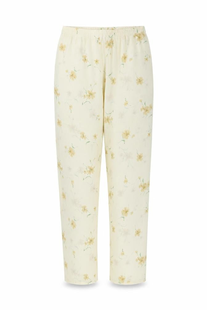 Topshop Womens Yellow Floral Polyester Trousers Size S L28 in Regular Button