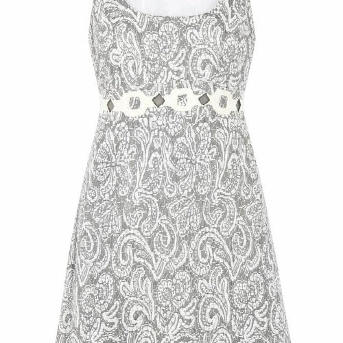 Marks and Spencer Womens Grey Floral Wool Tank Dress Size 14 Boat Neck Pullover