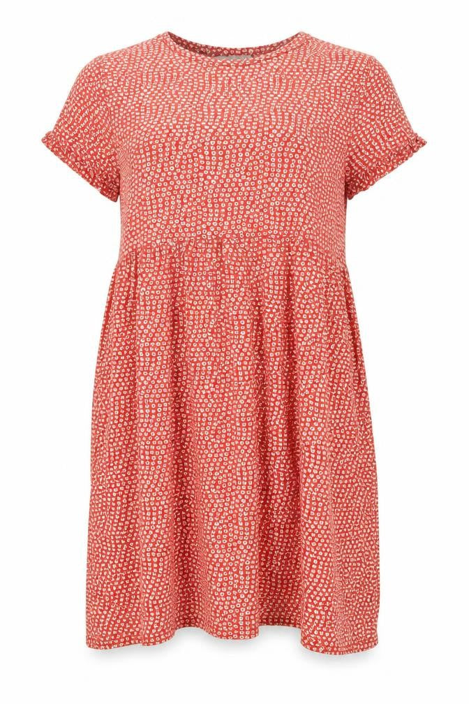 Pull&Bear Womens Red Floral Viscose Fit & Flare Size L Round Neck Pullover