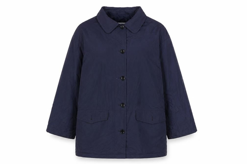 Front view of Marks & Spencer women’s grey jacket coat, size UK 14, button