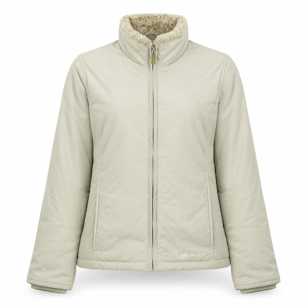 Front view of Dare 2b women’s ivory jacket coat, size UK 12, zip