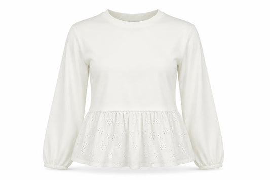 Front view of Primark women’s white polyester basic blouse, size XS, round neck