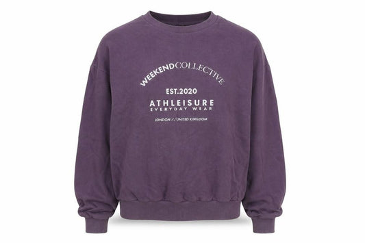 Front view of ASOS women’s purple polyester pullover sweatshirt, size UK 12, pullover - weekend