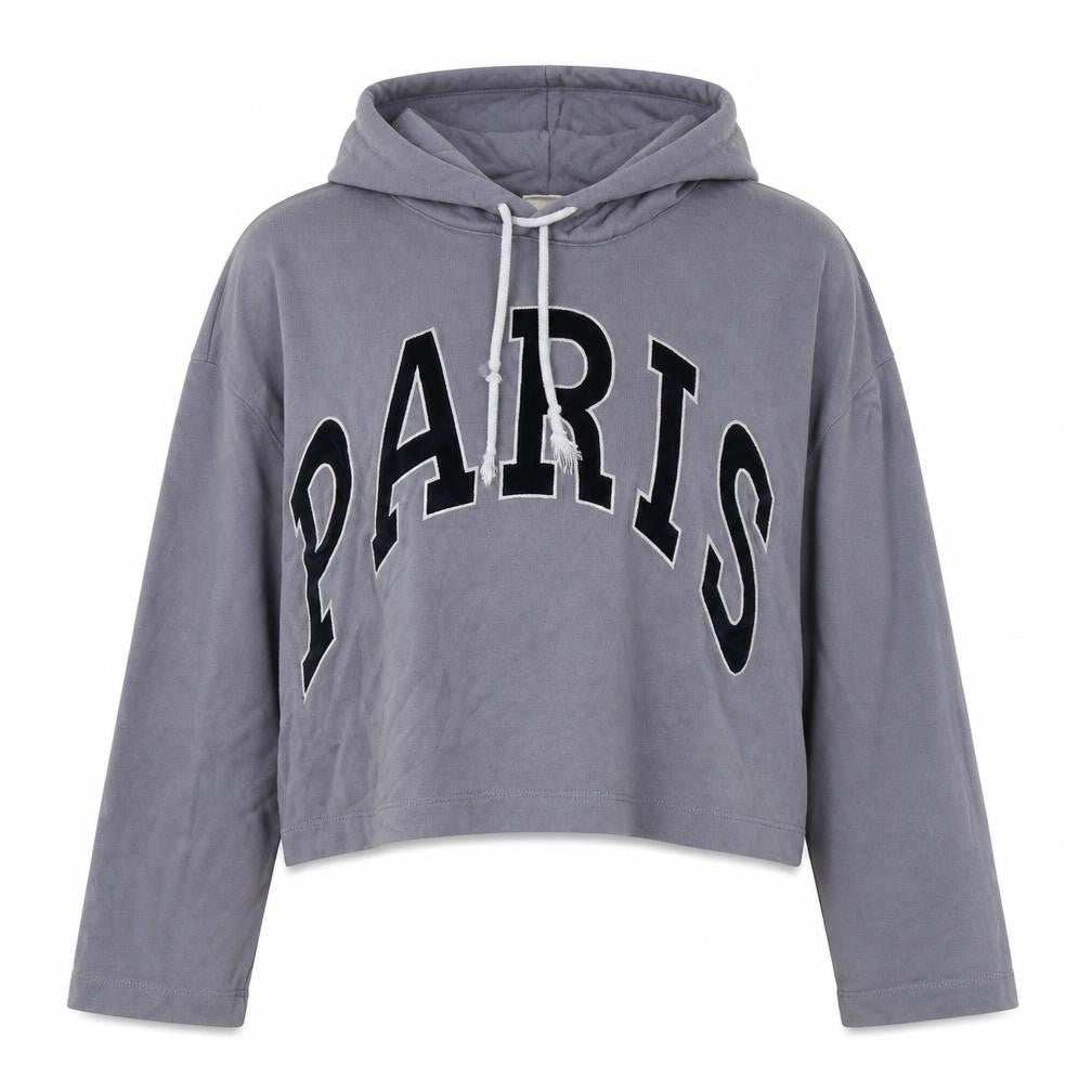 Front view of H&M women’s grey cotton pullover hoodie, size M, pullover - paris