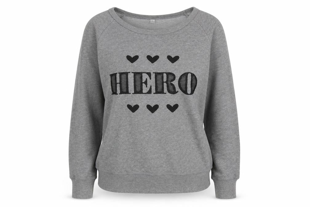 Front view of Mantis women’s grey cotton pullover sweatshirt, size M, pullover - hero