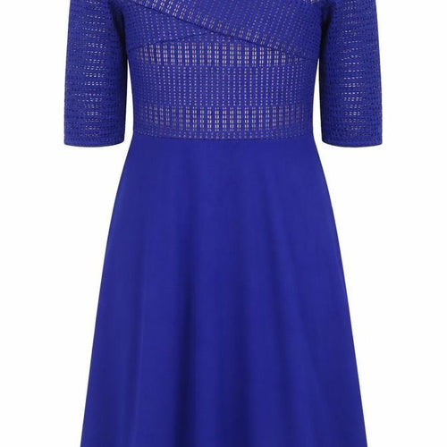 Dorothy Perkins Womens Blue Geometric Cotton A-Line Size 14 Off the Shoulder Pullover