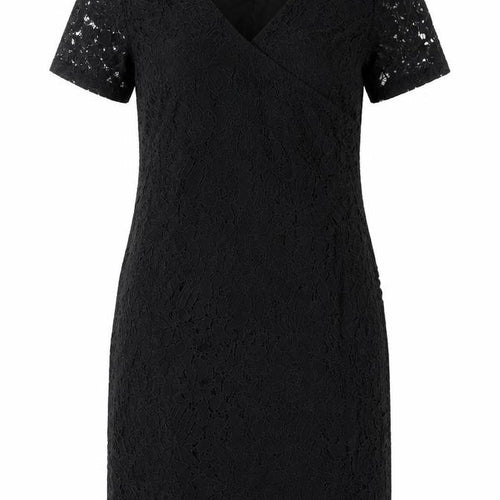 Dorothy Perkins Womens Black Floral Nylon Sheath Size 10 V-Neck Button