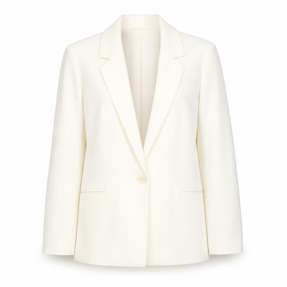 Front view of St Michael women’s silver jacket blazer, size UK 12, button