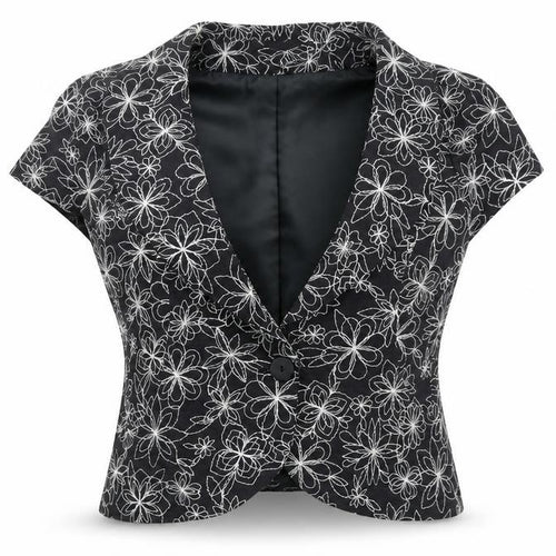 Kaliko Womens Black Floral Jacket Blazer Size 14 Button - Frill Style Hem