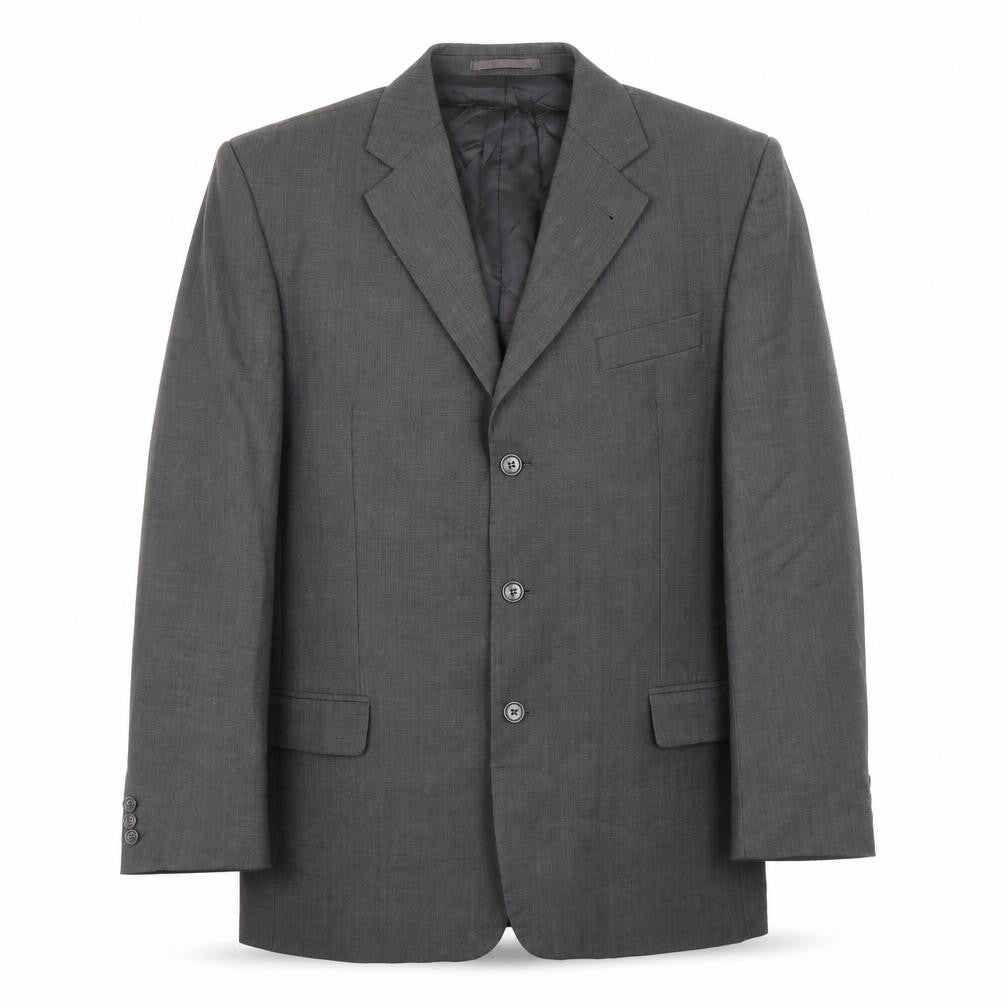Front view of Next men’s grey wool jacket suit jacket, size 42, - outer pockets