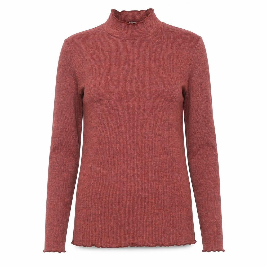 Front view of Tu women’s orange mock neck viscose jumper, size UK 10