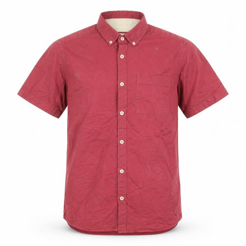 River Island Mens Red Cotton Button-Up Size S Collared Button