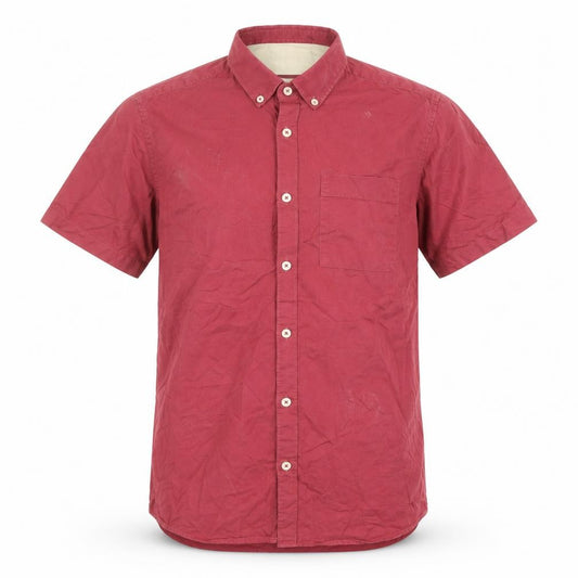 River Island Mens Red Cotton Button-Up Size S Collared Button