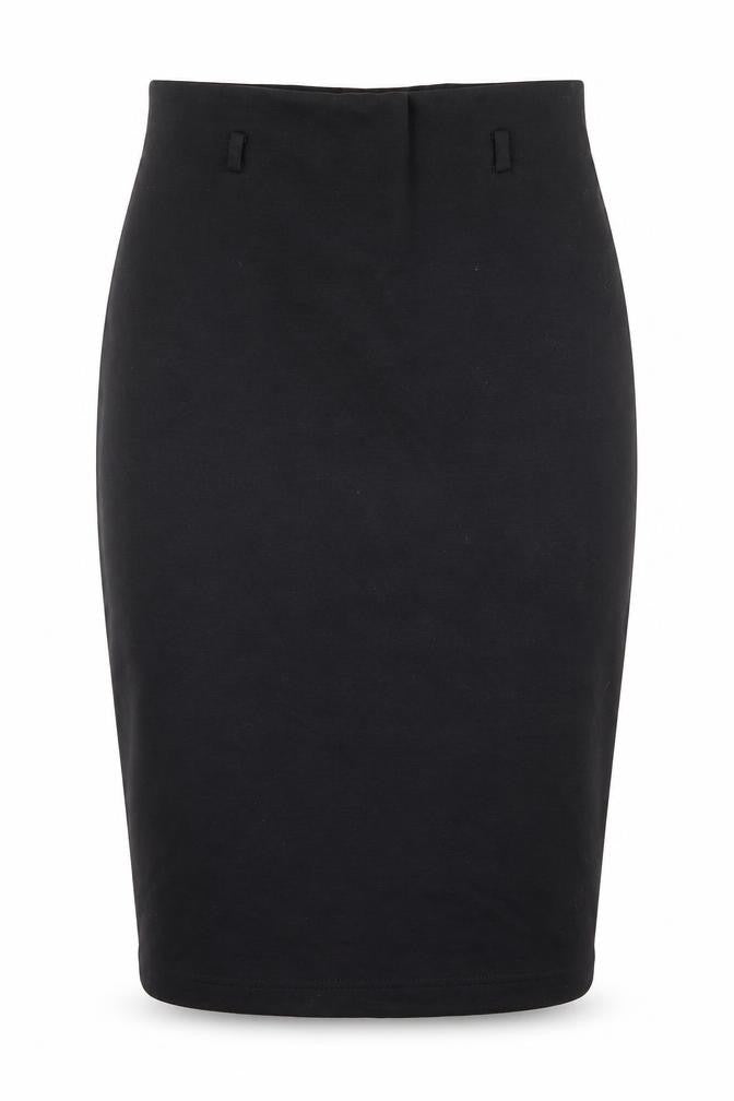 Front view of South women’s black polyester straight & pencil skirt, size UK 12