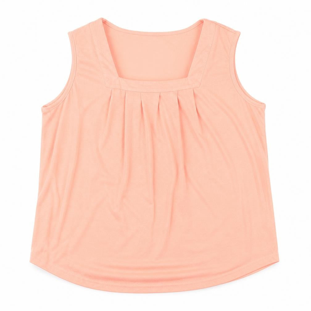 Front view of Preworn women’s orange polyester basic tank, size XL, square neck