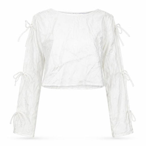 Bershka Womens White Polyester Cropped T-Shirt Size M Round Neck - Arm Cut Outs