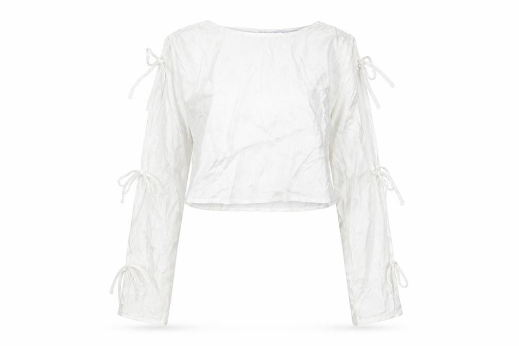 Bershka Womens White Polyester Cropped T-Shirt Size M Round Neck - Arm Cut Outs