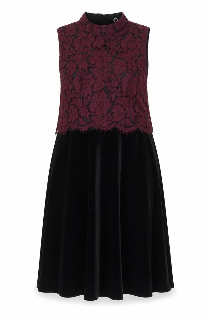 Front view of Next women’s black polyester a-line, size UK 14, mock neck zip