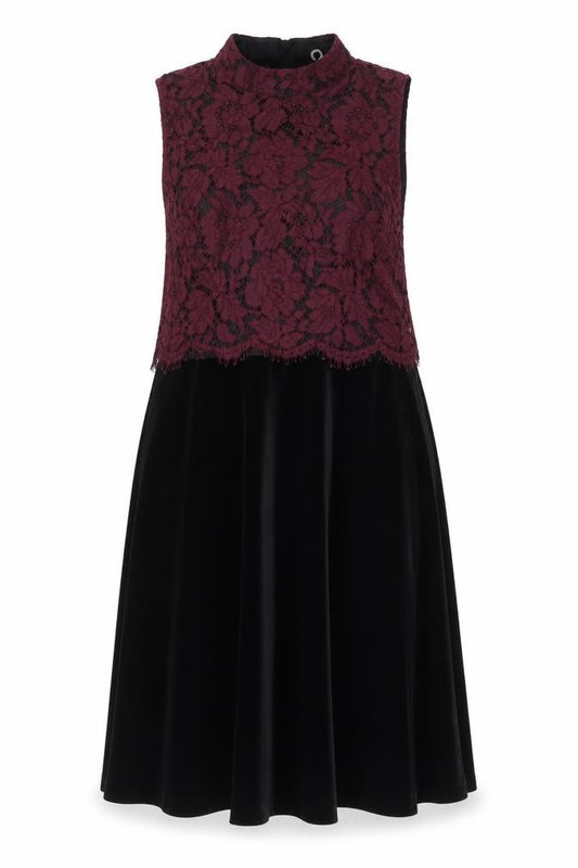 Front view of Next women’s black polyester a-line, size UK 14, mock neck zip