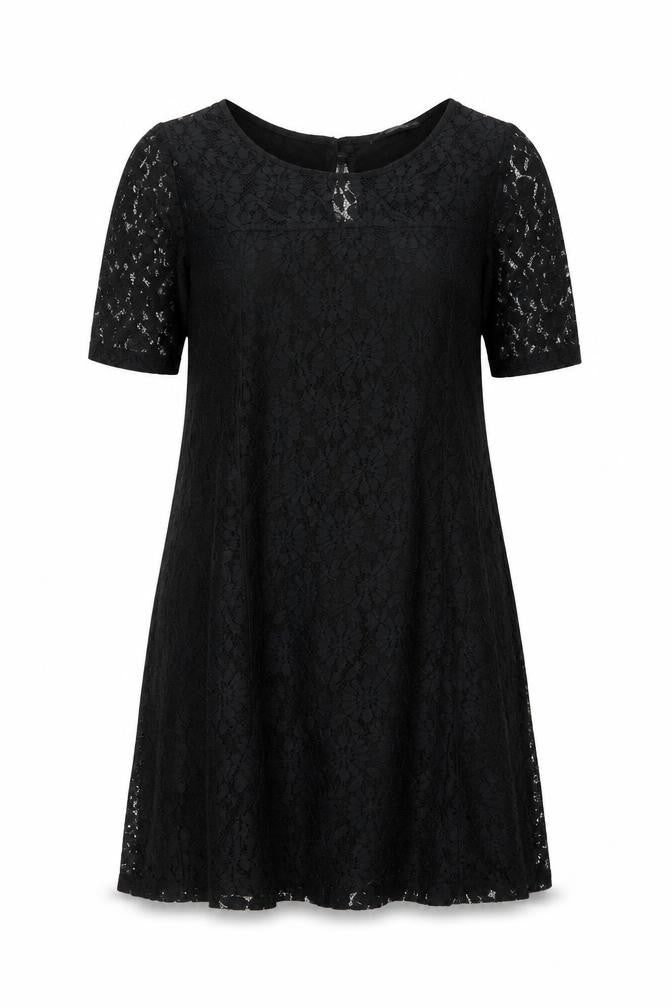 Front view of Dorothy Perkins women’s black floral polyester a-line, size UK 10, boat neck pullover
