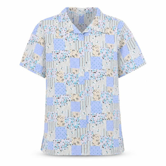 Front view of Jordan women’s multicoloured floral polyester basic button-up, size M, collared